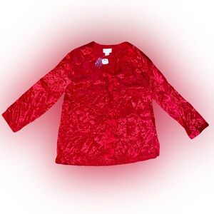 NWT VTG VICTORIA’S SECRET RED SATIN JACQUARD PAJAMA TOP // SIZE MEDIUM♥️